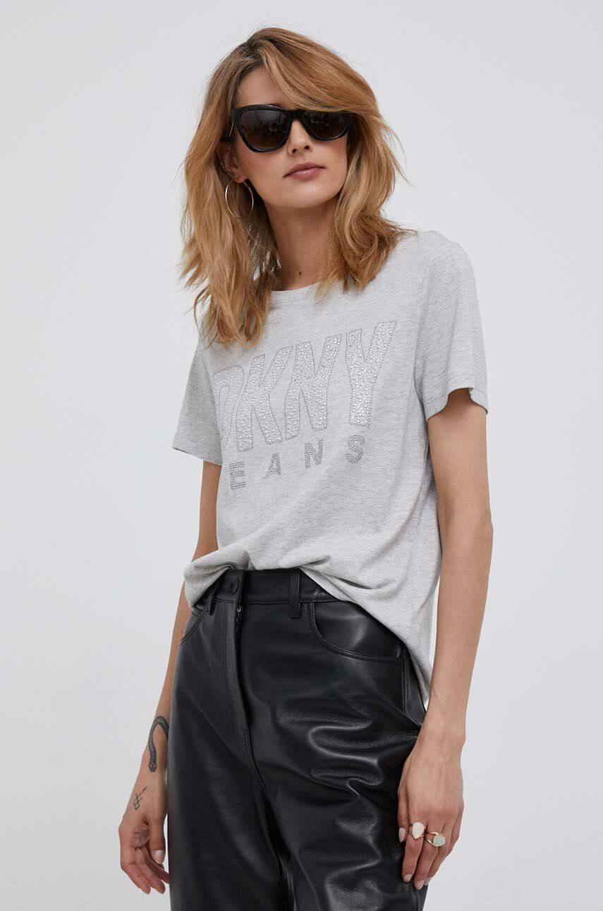 Tričko DKNY Printed Tee Šedá | E3DHUDNA, 0