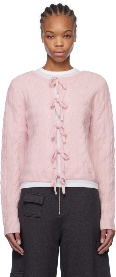 Sveter GANNI Ganni Cashmere Blend Tie Front Cardigan Ružová | K2415, 0
