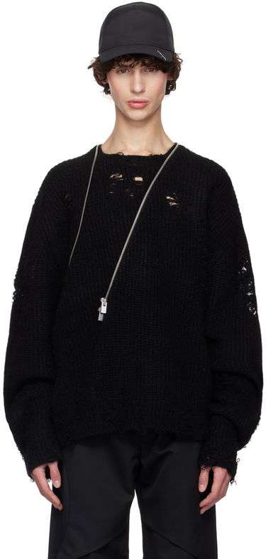 Sveter HELIOT EMIL Distressed Crewneck Sweater Čierna | HE_M_07_069_BLK01, 0