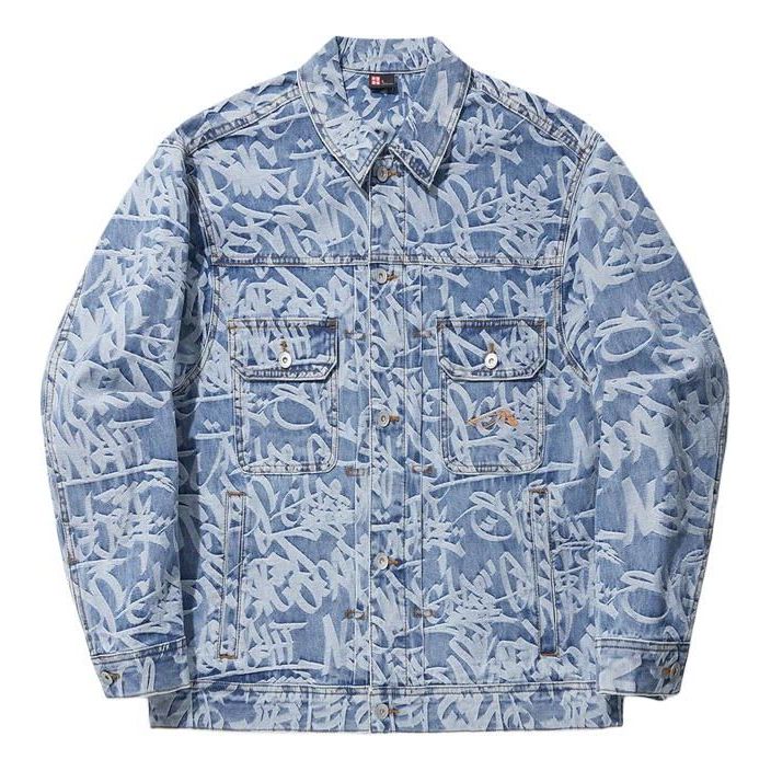 Bunda Li-Ning All-Over Print Denim Jacket Modrá | AJDU141-1