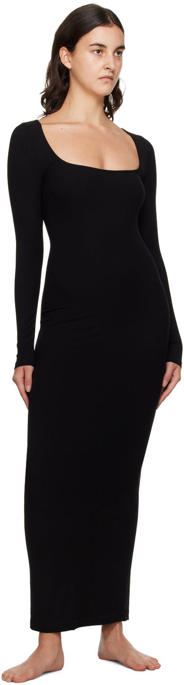 Šaty SKIMS SKIMS Soft Lounge Long Sleeve Maxi Dress Čierna | AP-DRS-1701, 3