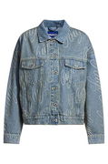 HUGO Boxy Fit Logo Print Denim Jacket