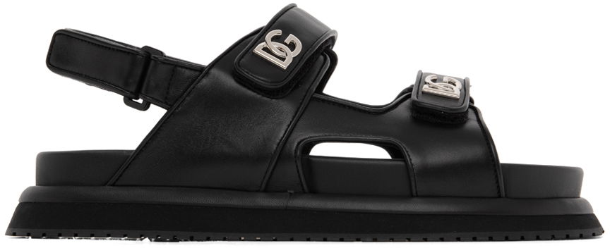 Tenisky a topánky Dolce & Gabbana Black Nappa Calfskin Sandals Čierna | CS2042AD439, 0