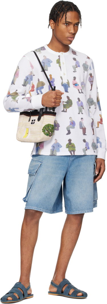 Sveter JW Anderson JW Anderson Printed Waffle Henley Biela | JO0260-PG1737, 3