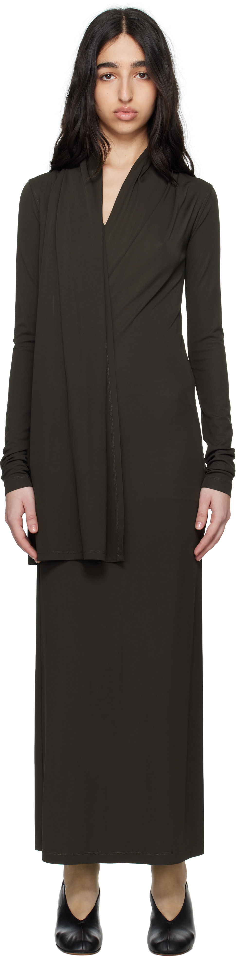 Šaty TOTEME TOTEME Overlapped Jersey Midi Dress Zelené | 252-WRD0172-FB0162, 0