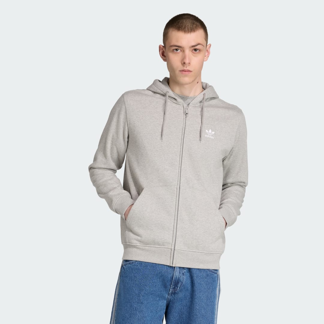 Mikina adidas Performance Trefoil Essentials Full-Zip Hoodie Šedá | JY6167, 0