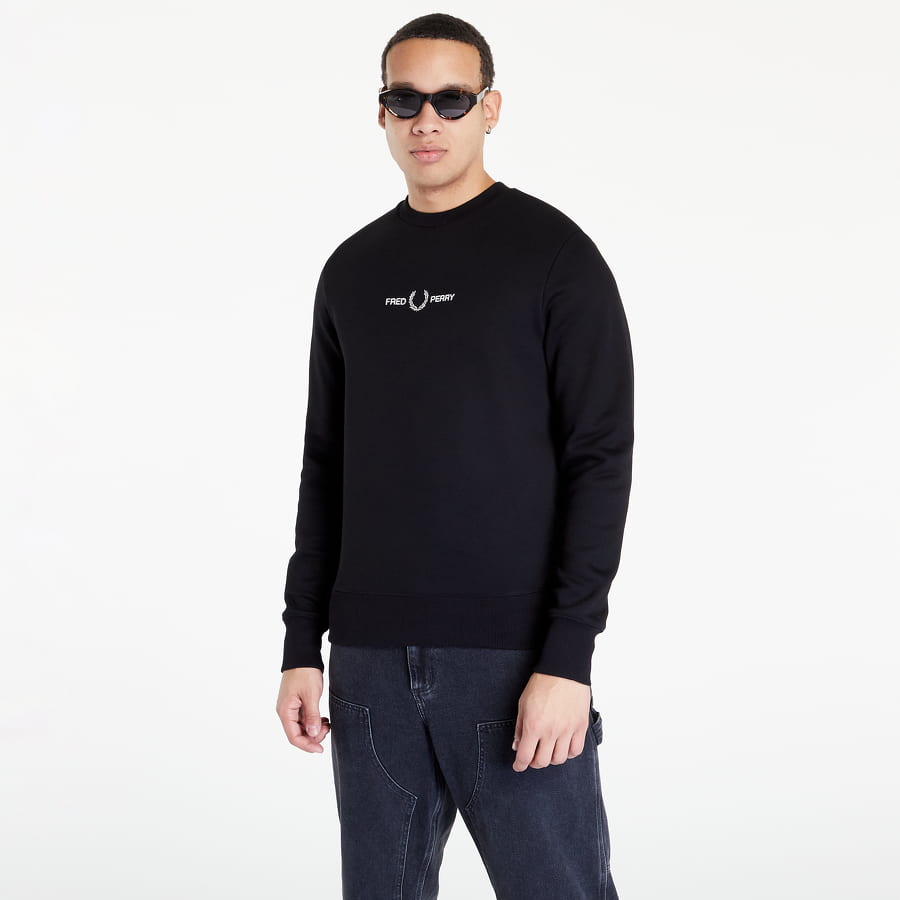 Mikina Fred Perry Embroidered Sweatshirt Čierna | M4727 102, 0