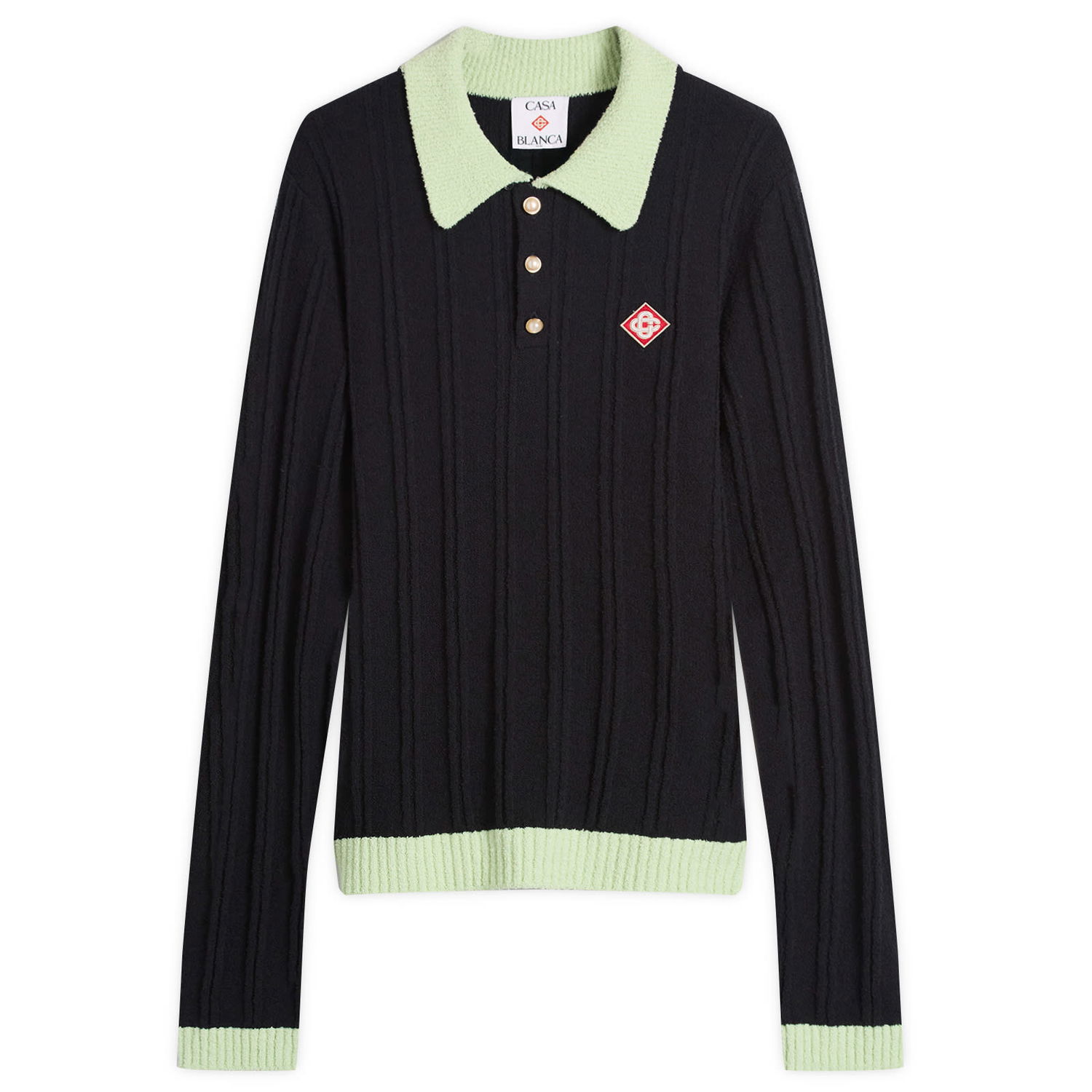 Polo tričko Casablanca Casablanca Boucle Polo, Size Large Čierna | MPF25-KW-1000-01, 1