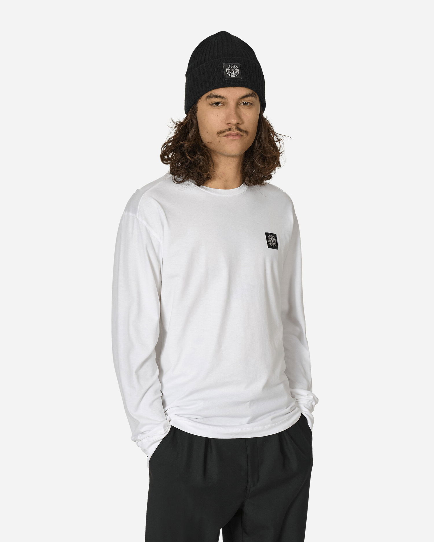 Tričko Stone Island Long Sleeve Patch T-Shirt Biela | 811522713-A0001, 1