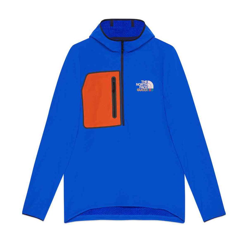 Mikina Gucci The North Face x Fleece Pullover Blue/Orange Modrá | 663909 ZM0C1 4394