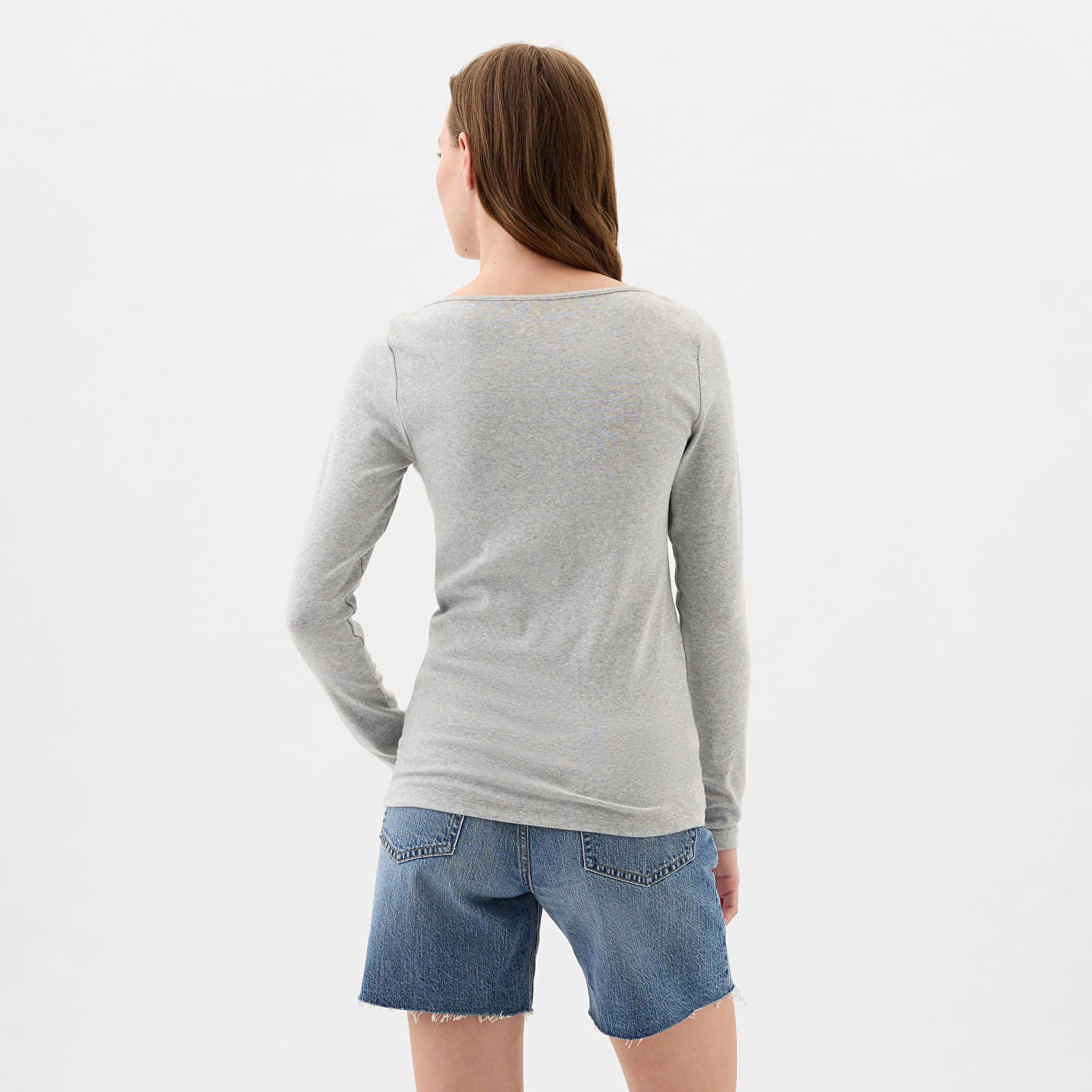 Top Longsleeve Bateau Neck Modal Top Grey