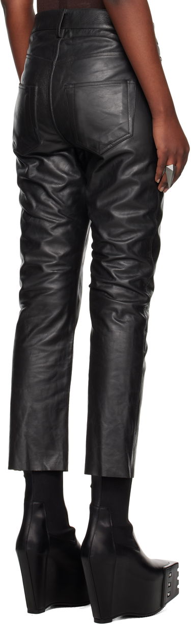 Nohavice Rick Owens Rick Owens Hollywood Detroit Cut Leather Pants Čierna | RP01E7324 LTP, 2