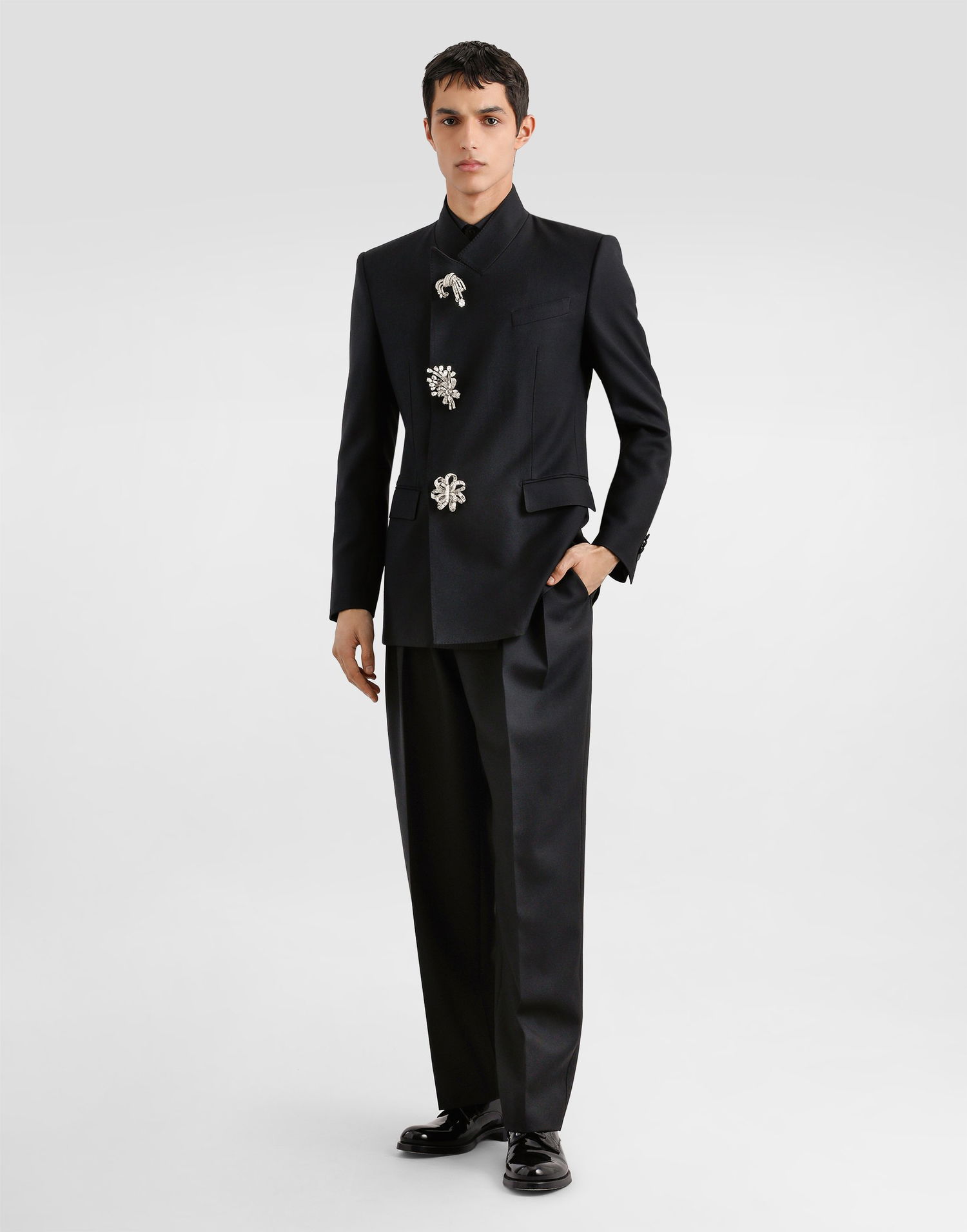 Nohavice Dolce & Gabbana Dolce & Gabbana Wool Gabardine Pleated Trousers 54 Čierna | GP166TFU21EN0000, 1