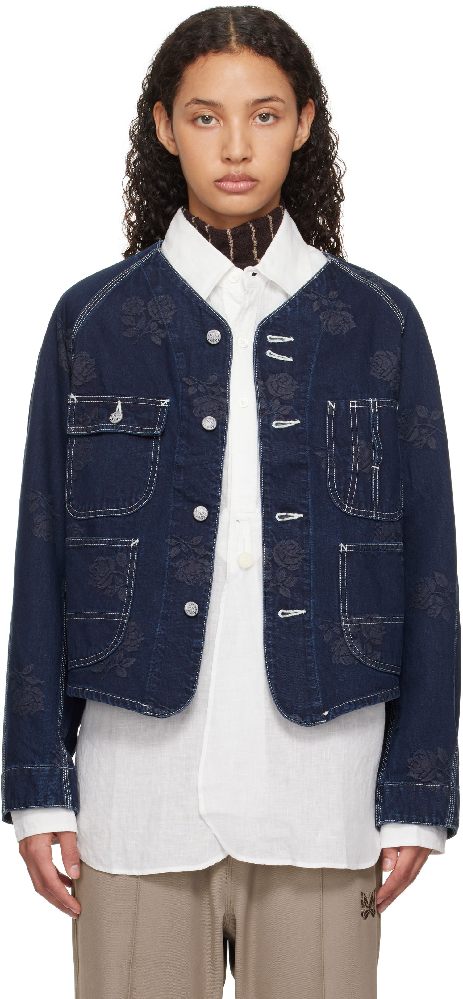 Bunda Needles Short Coverall Denim Jacket Modrá | PU200, 0