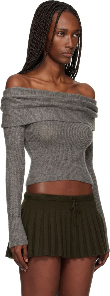 Sveter GUIZIO Marlowe Off-shoulder Knitted Long-Sleeve Top Biela | H25606S048, 4