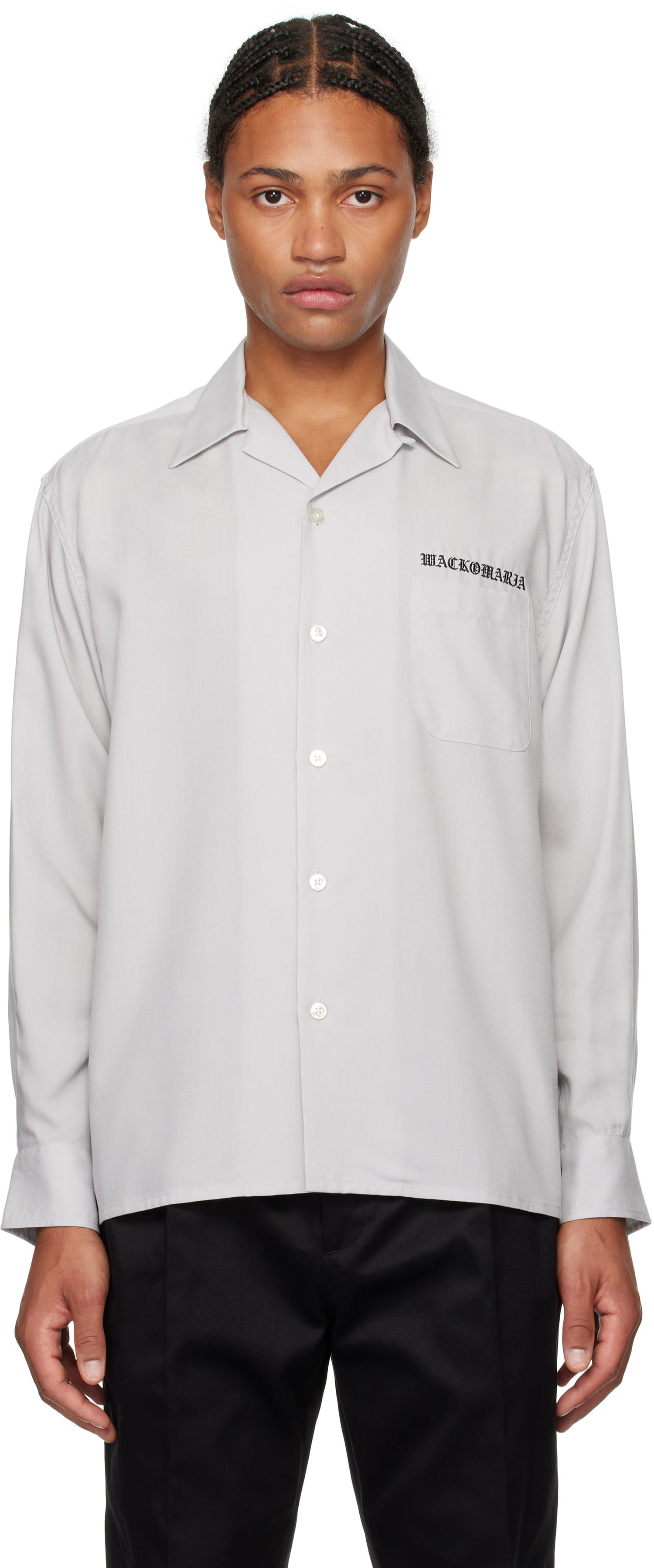Košeľa WACKO MARIA Open Collar Shirt Šedá | 24FW-WMS-OC11, 0