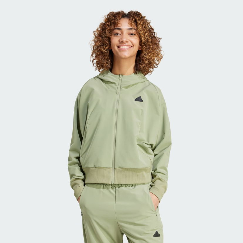 Mikina adidas Performance Z.N.E. Woven Full-Zip Zelené | IS9302