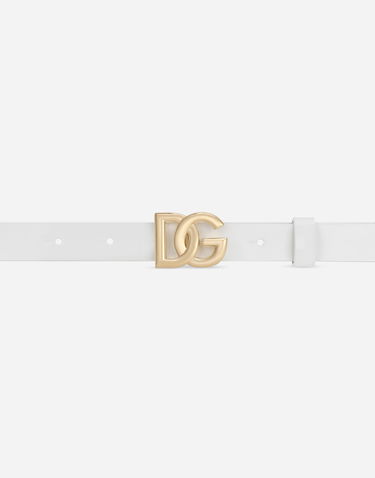 Opasok Dolce & Gabbana Dolce & Gabbana Patent Leather Belt with DG Logo Biela | EE0062A147187682, 2