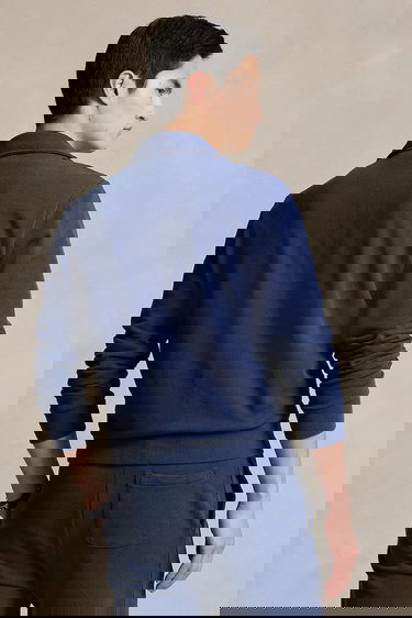 Mikina Polo by Ralph Lauren Smooth Cotton Quarter-Zip Sweatshirt with Kangaroo Pocket Navy | 710934601, 1