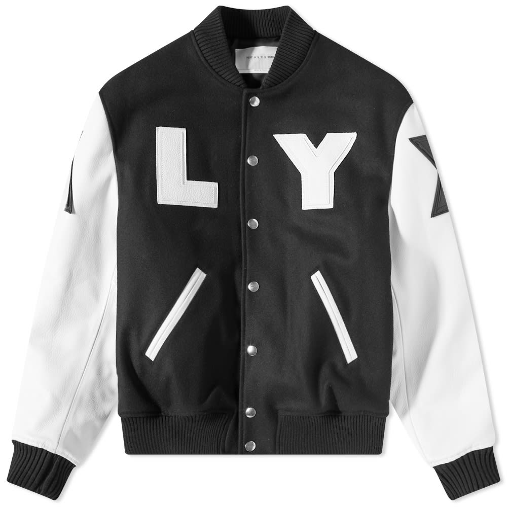 Leather Sleeve Logo Varsity Jacket