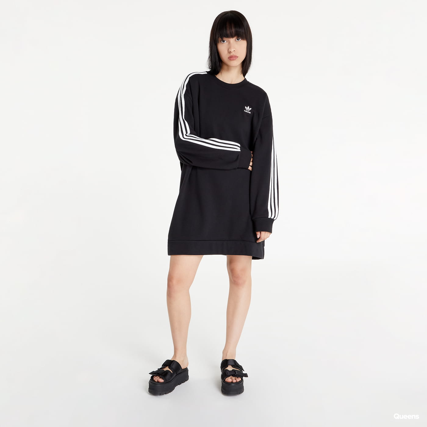 Mikina adidas Originals Adicolor Classics Long Sleeve Sweatshirt Dress Čierna | HM4688, 1