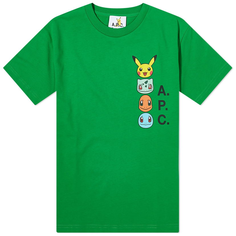 Tričko A.P.C. Pokémon x The Portrait T-Shirt Zelené | COBQX-F26314-KAA