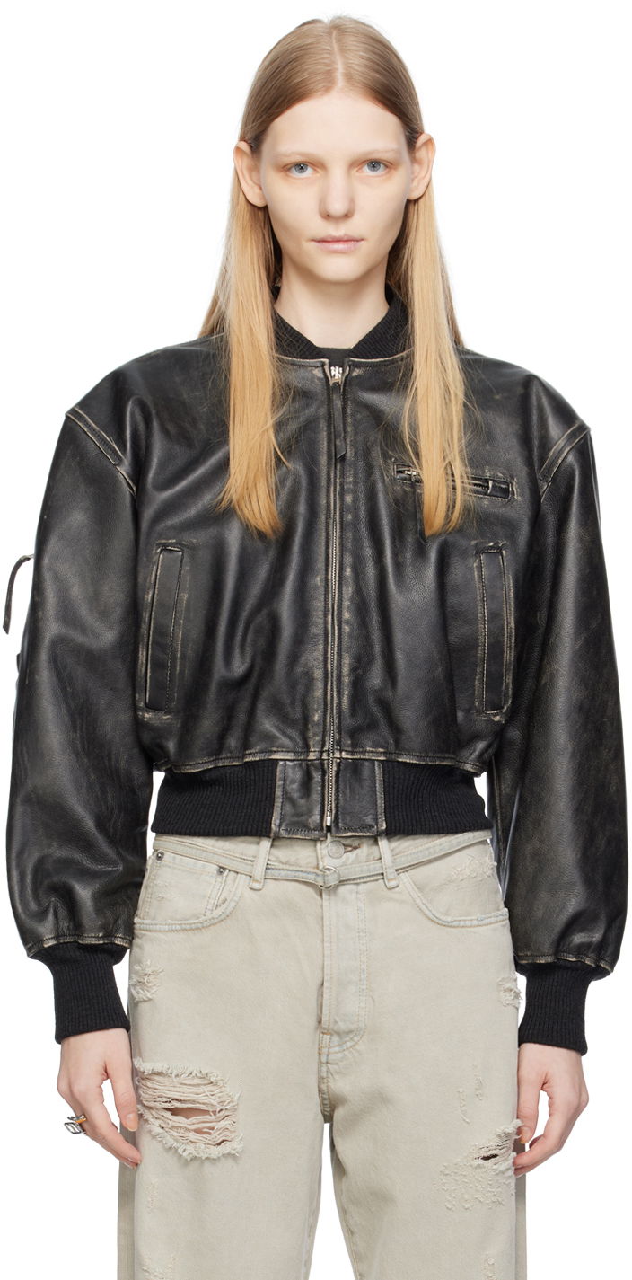 Bomber bunda Acne Studios Distressed Leather Čierna | A70155-, 0