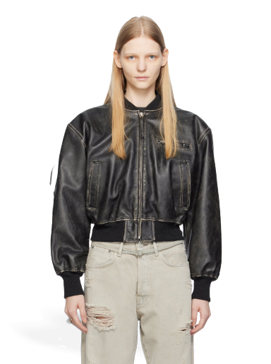 Bomber bunda Acne Studios Distressed Leather Čierna | A70155-