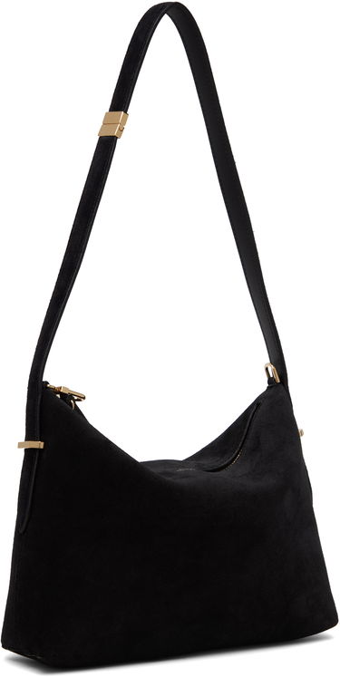 Taška cez rameno TOTEME Bevel Suede Shoulder Bag with Gold-Tone Hardware Čierna | 254-WAL0090-LE0155, 1