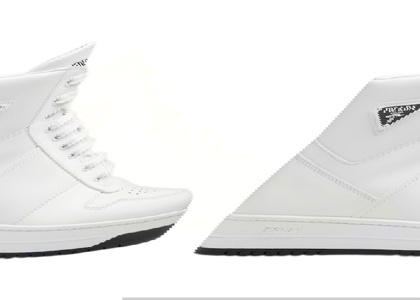 Tenisky a topánky Prada Downtown High Top Sneakers Leather White White Black Biela | 2TE183_3LJ6_F0964, 0