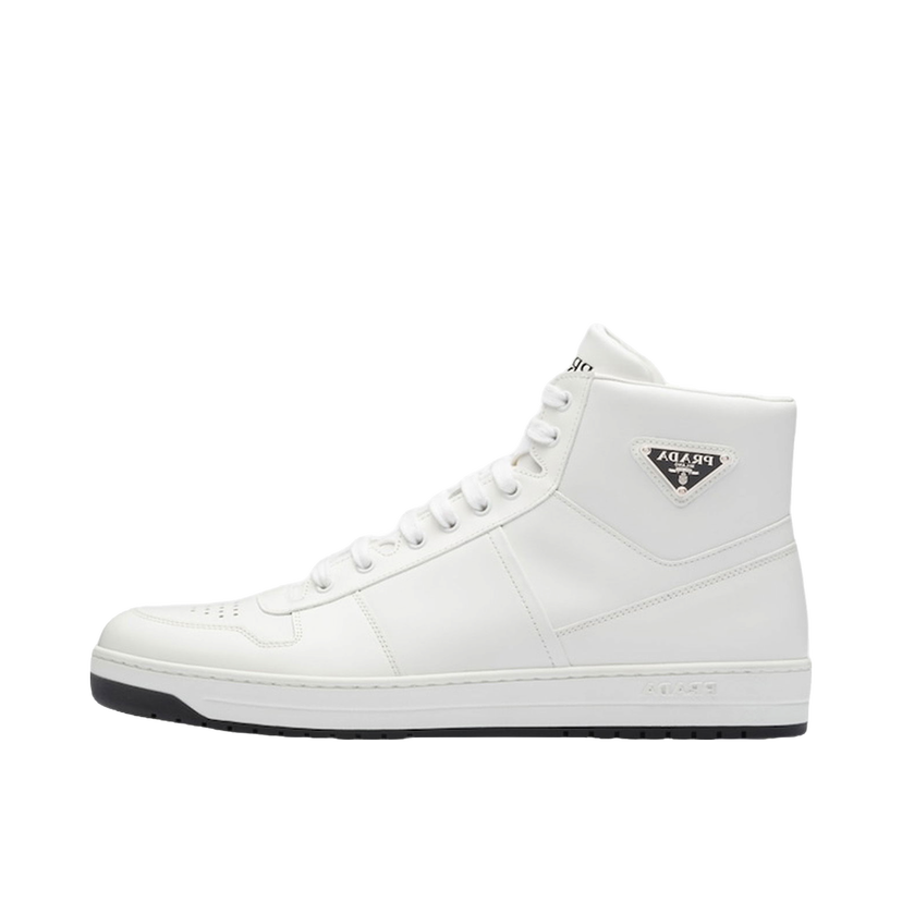 Tenisky a topánky Prada Downtown High Top Sneakers Leather White White Black Biela | 2TE183_3LJ6_F0964