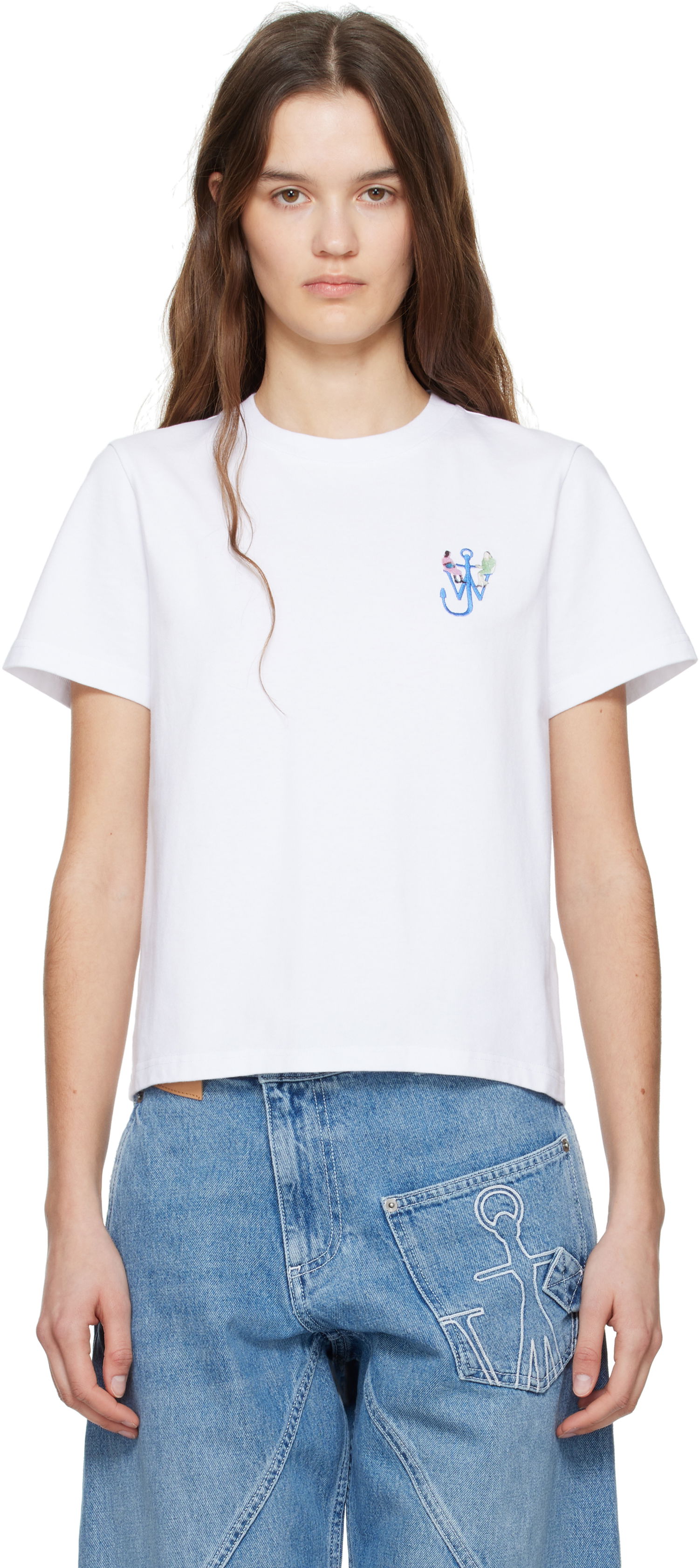 Tričko JW Anderson JW Anderson Anchor Embroidery T-Shirt Biela | JT0269-PG1510, 0