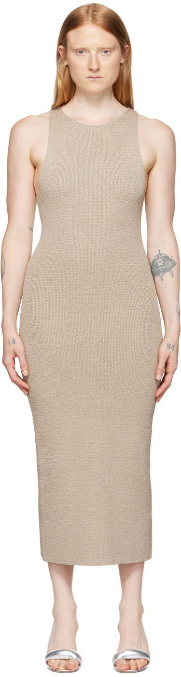 Šaty Helmut Lang Helmut Lang Ribbon Midi Dress Béžová | M04HW705, 0