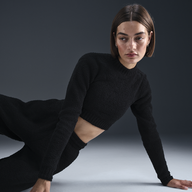 Crop Top Nike Phoenix Cozy Bouclé Crop Top Čierna | FZ1716-010, 4