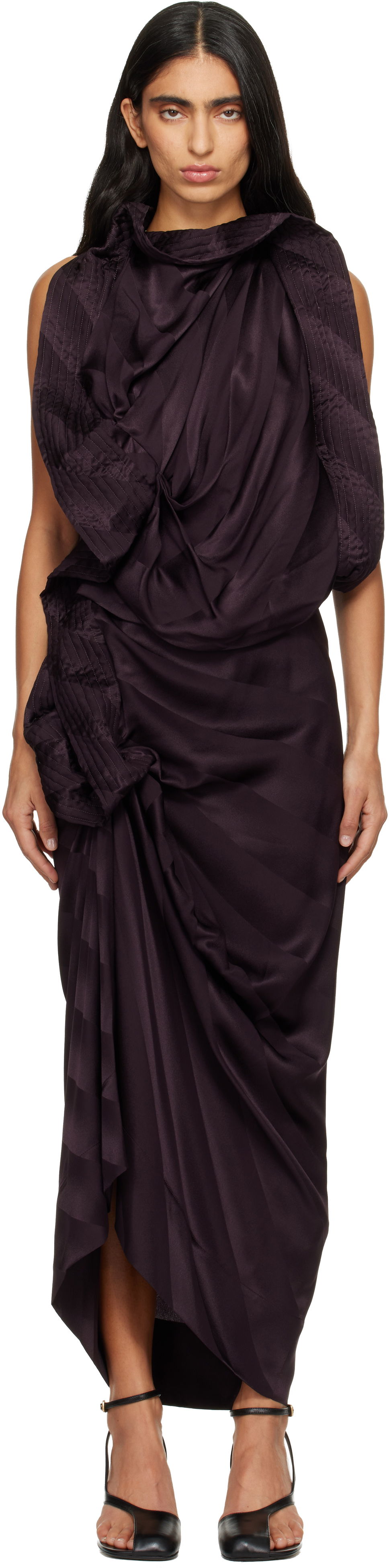 Šaty Dries Van Noten Dries Van Noten Draped Silk Maxi Dress Fialová | 252-011073-2035, 0