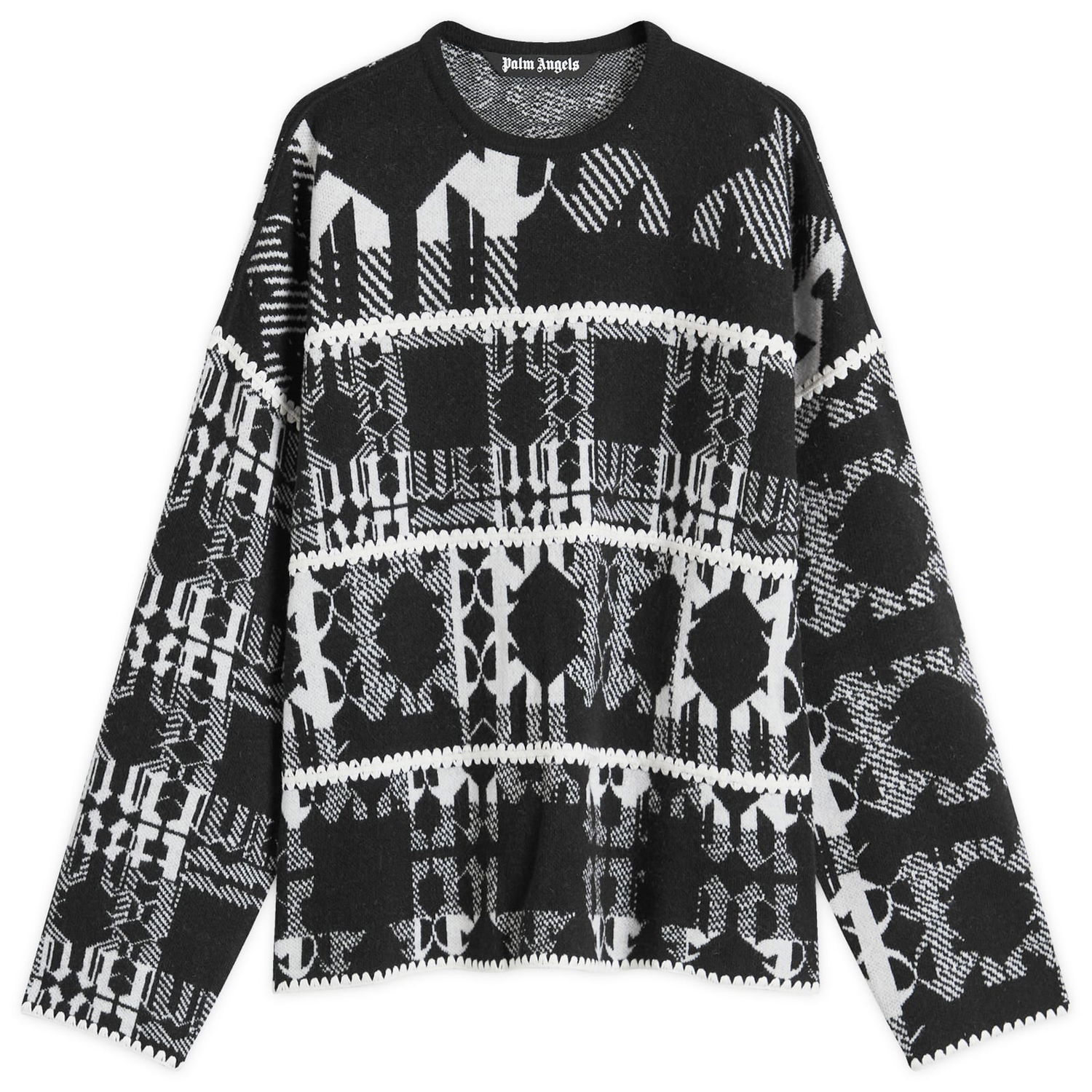 Sveter Palm Angels Monogram Knit Sweater Čierna | PMHE048F24KNI0011003, 0