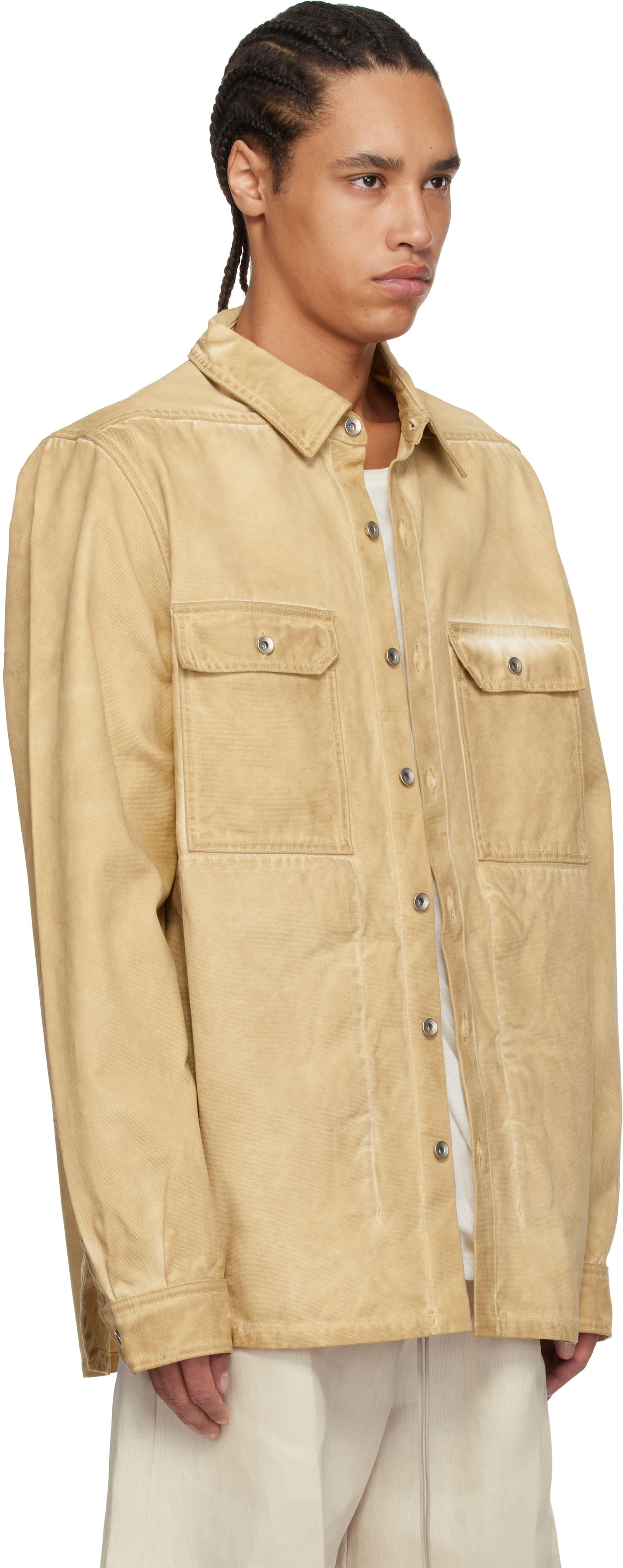 Košeľa Rick Owens Rick Owens DRKSHDW Hollywood Organic Cotton Overshirt Béžová | DU01E3755 CVS, 1