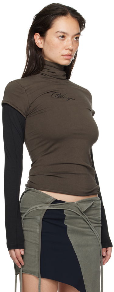 Sveter Ottolinger Ottolinger Layered Logo Turtleneck Top Hnedá | 1150301521, 1