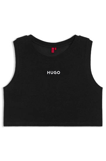Tielko BOSS HUGO Cropped Cotton-Blend Vest Top Čierna | 50515341