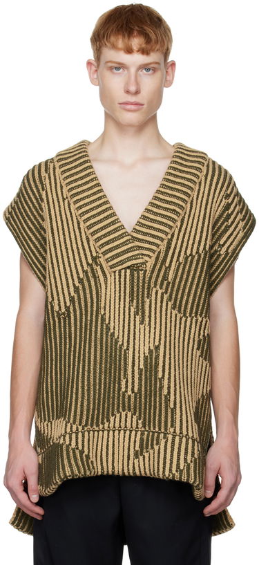 Sveter Feng Chen Wang Feng Chen Wang Jacquard Oversized V-Neck Vest Béžová | FUF14KT06, 0