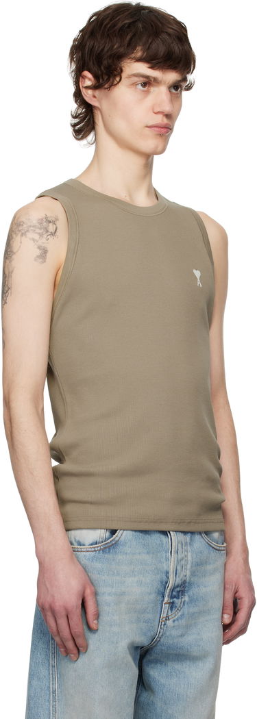 Tielko AMI AMI Paris Ribbed Ami de Coeur Tank Top Hnedá | HTK060.JE0117, 1