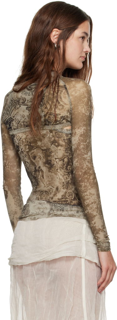 Tričko Jean Paul Gaultier Jean Paul Gaultier 'The Médaillon' Long Sleeve Top Hnedá | 25/03-W-TO303-M006P-6965, 2