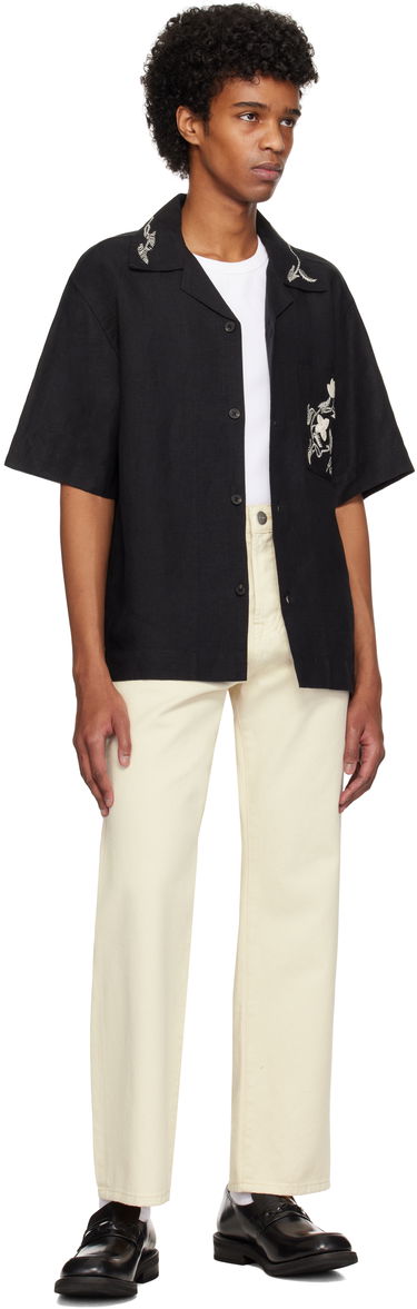 Košeľa Róhe Hand Embroidered Short Sleeve Shirt Čierna | 314-19-084, 3