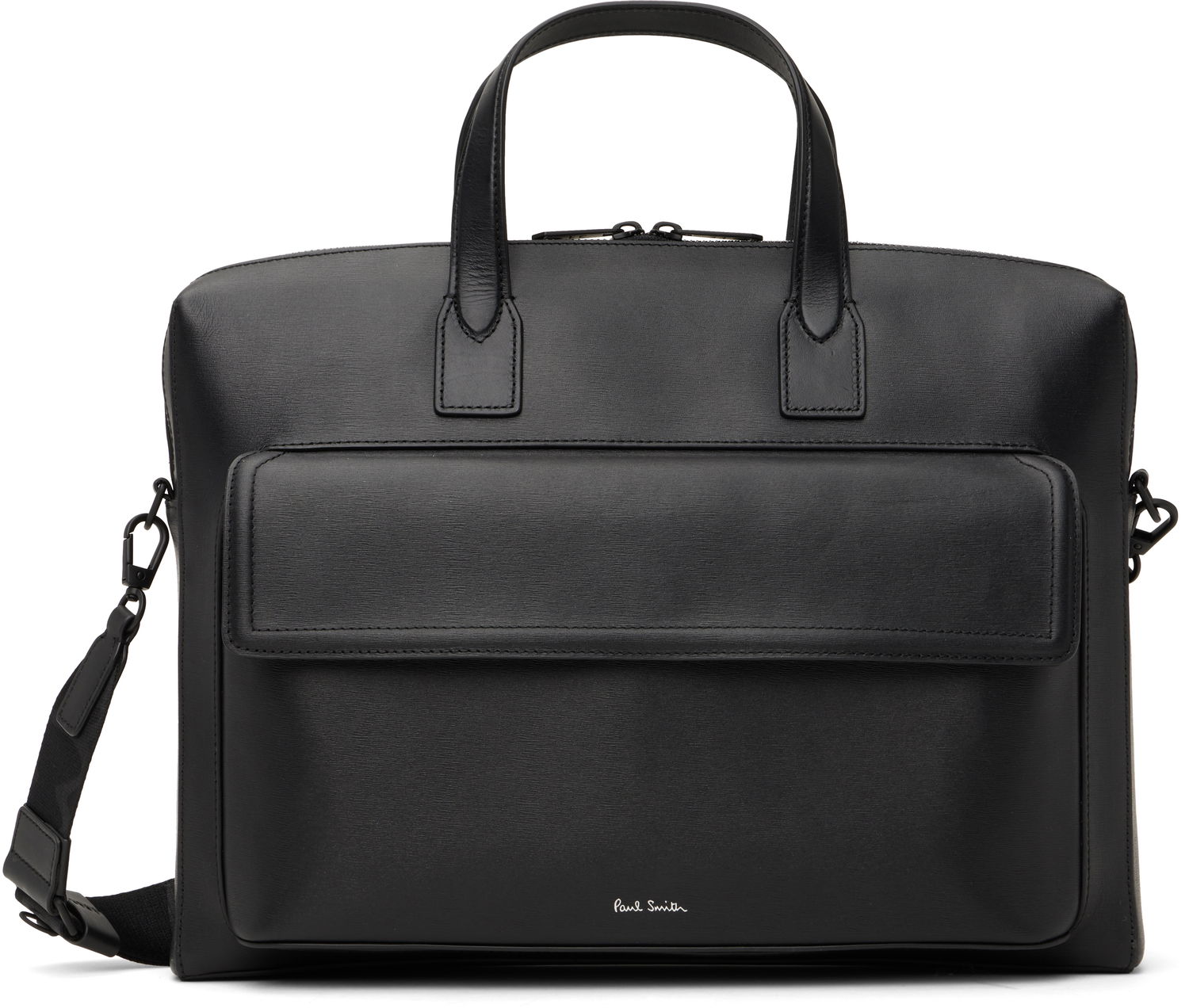 Taška cez rameno Paul Smith Paul Smith Straw-Grain Embossed Leather Folio Briefcase Čierna | M1A-8031-BSGRAI-79, 0