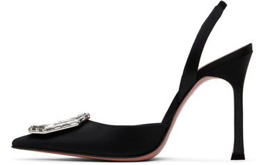 Tenisky a topánky Amina Muaddi Slingback Heels with Crystal Buckle Čierna | CAMELIA SLING 105 SR SATIN, 2