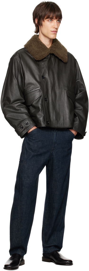Bomber bunda LEMAIRE LEMAIRE Shearling-Collar Leather Jacket Čierna | OW1101 LL0095, 3