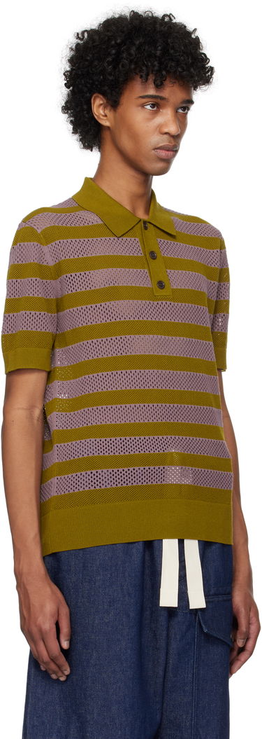 Polo tričko Dries Van Noten Dries Van Noten Striped Knit Polo Vínová | 251-021214-1701, 4