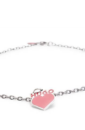 Náramok BOSS HUGO Chain Bracelet with Heart Pendant Ružová | 50536281, 1