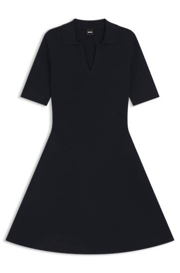 Šaty BOSS Knit Dress with Skipper Collar Navy | 50542876