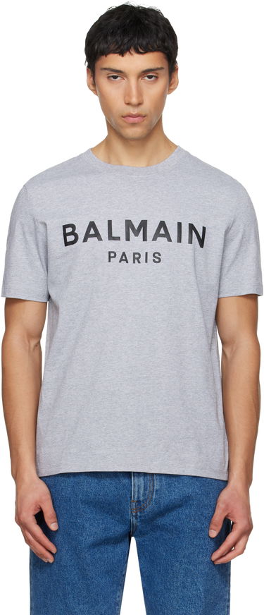 Tričko Balmain Printed Cotton T-shirt Šedá | GH1EG000BD46, 0